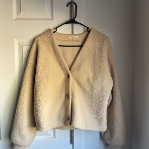 Resourced Fleece Crop Cardigan (cream)